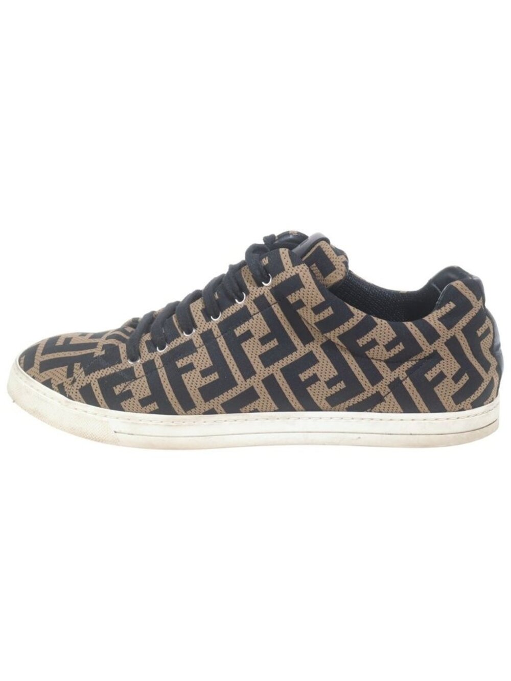 Fendi FF Logo Print Canvas Sneaker FF Zucca Low Cut Sneakers Brown